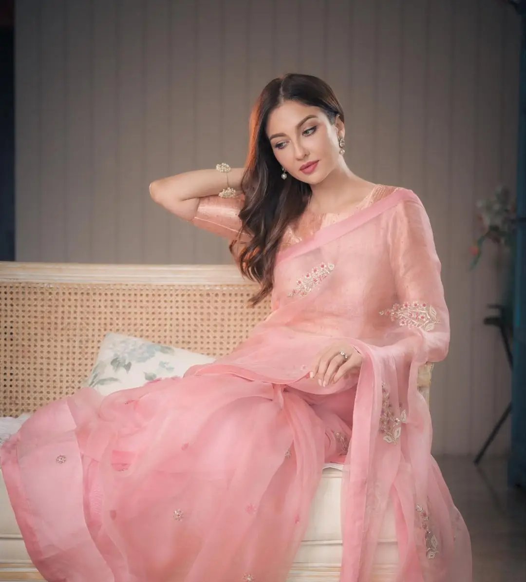 Bollywood Actress Saumya Tandon in Pink Saree